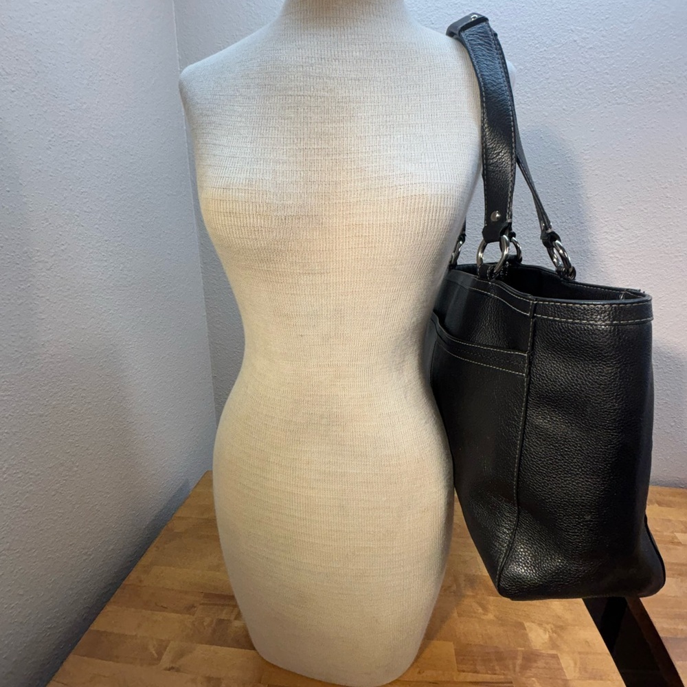 Coach Ashley Leather Carryall Tote Bag Black F14926 - Picture 5 of 12